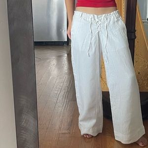 Vintage Armani Exchange Lace-up Linen Pants